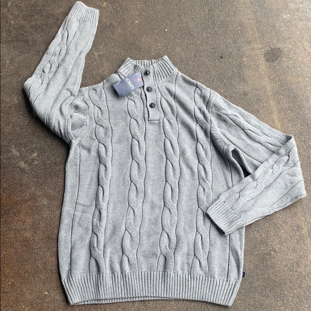 Chaps Men's Kent Cable Button Mockneck Sweater